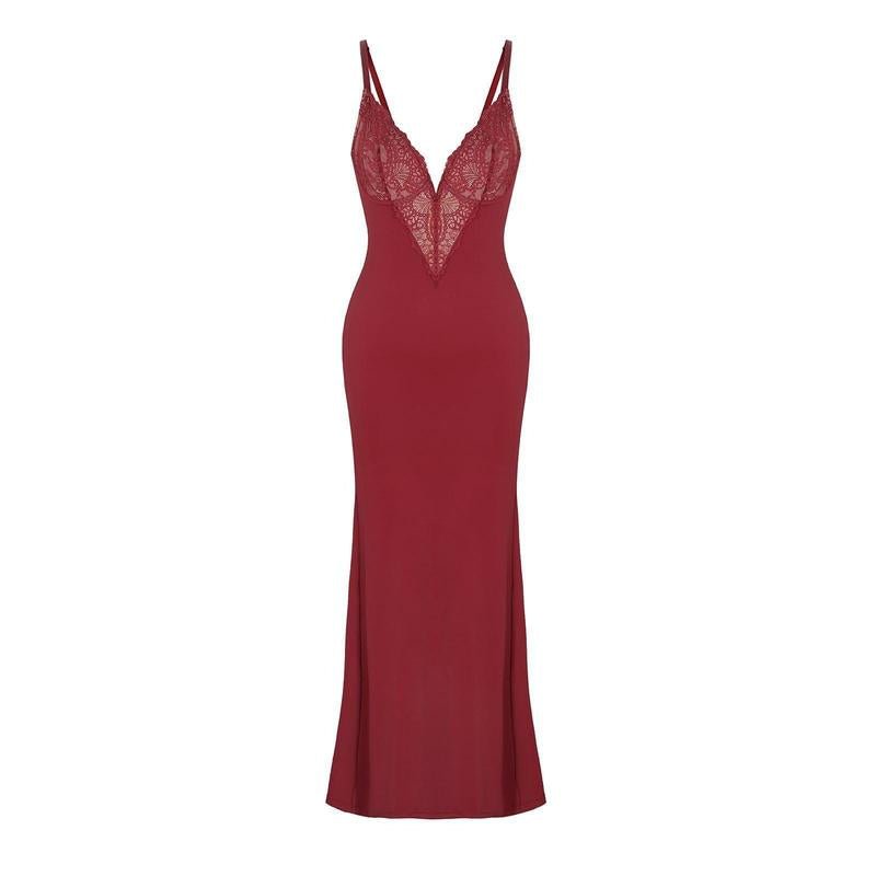 Popilush Lace Shapewear Deep V - Neck Maxi Dress - Bela Fils BoutiqueBela Fils Boutique